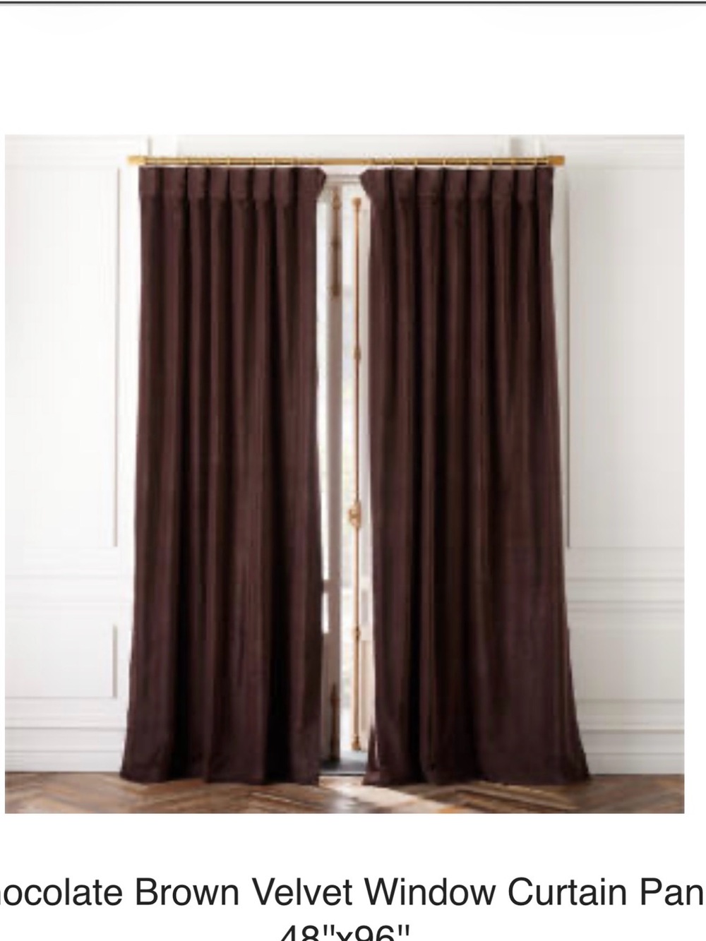 CB2 Chocolate Brown Velvet Curtain Panel